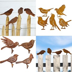Metal bird金属園芸装飾品錆びた小鳥のシルエットが復古して古い鳥の樹木庭園の屋外装飾をしている