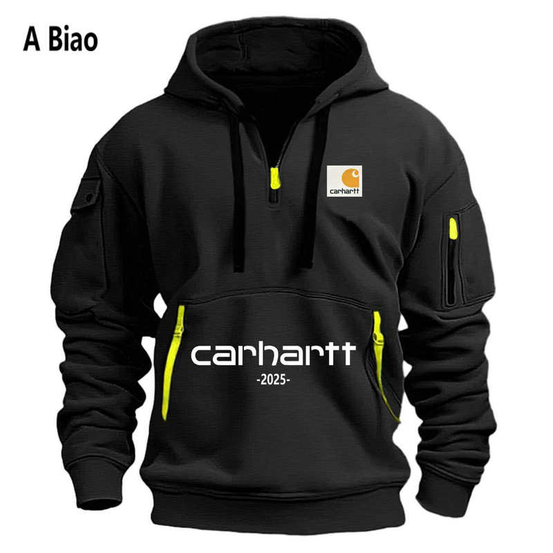 Cross-Border Export Carhartt Men's Multi-Zip Arm Flap Pocket Pants Sweatshirt Fleece-Lined Loose Hoodie Ready for Sale