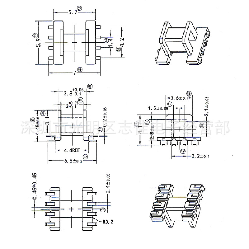 EE5.0电源骨架EE变压器骨架贴片4+4针骨架|undefined