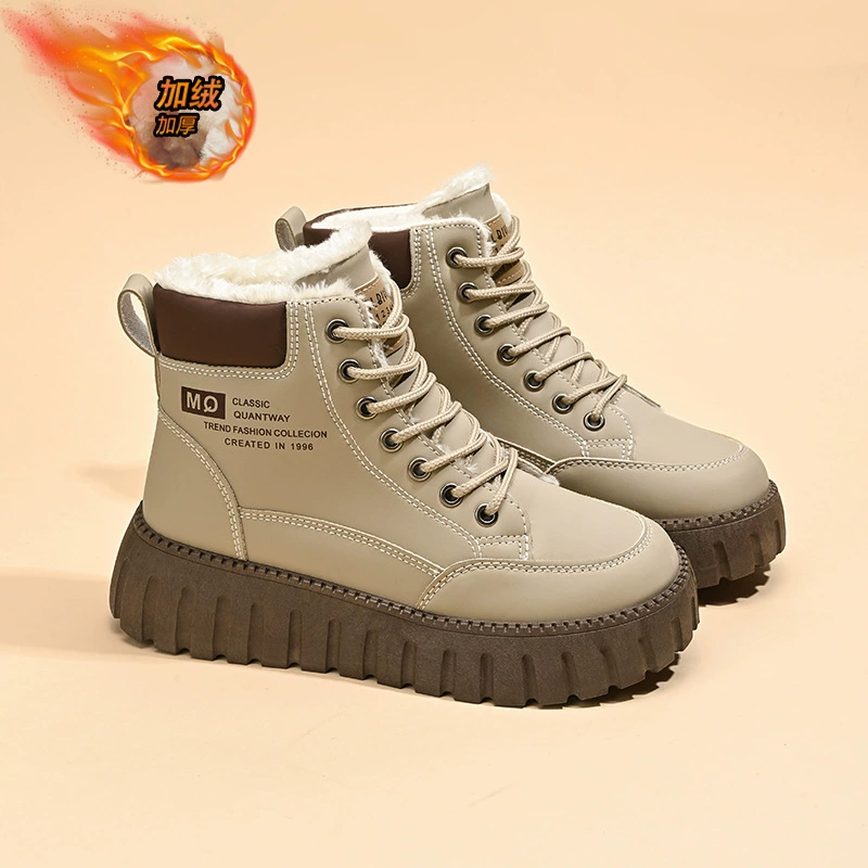 Платформенные низкие ботинки Martens, унисекс, корейский стиль, с плюшевой подкладкой