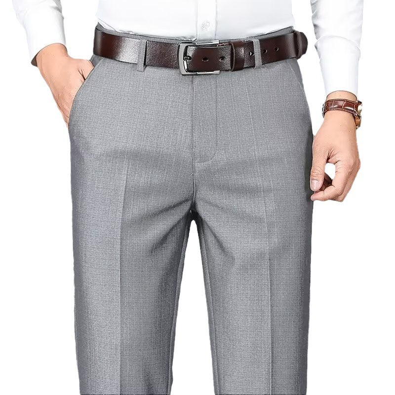Hombres de negocios pantalones occidentales drapeado pantalones de traje casual ropa formal Pantalones rectos de primavera y verano Pantalones de traje de papá de mediana edad