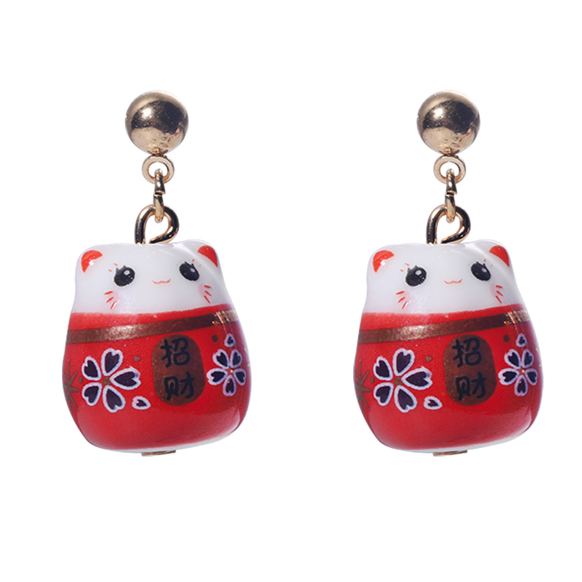 DIY ceramic earrings new cute style ceramic multi-color lucky earrings