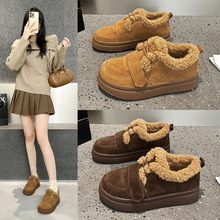 博肯鞋女加厚保暖毛毛鞋2025冬新款复古厚底舒适休闲防滑雪地棉鞋