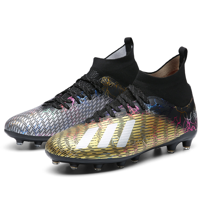 Nuevos zapatos de fútbol hombres y mujeres transpirables mandarina pato color alto casual largo uñas zapatos de fútbol hierba más tamaño zapatos de entrenamiento