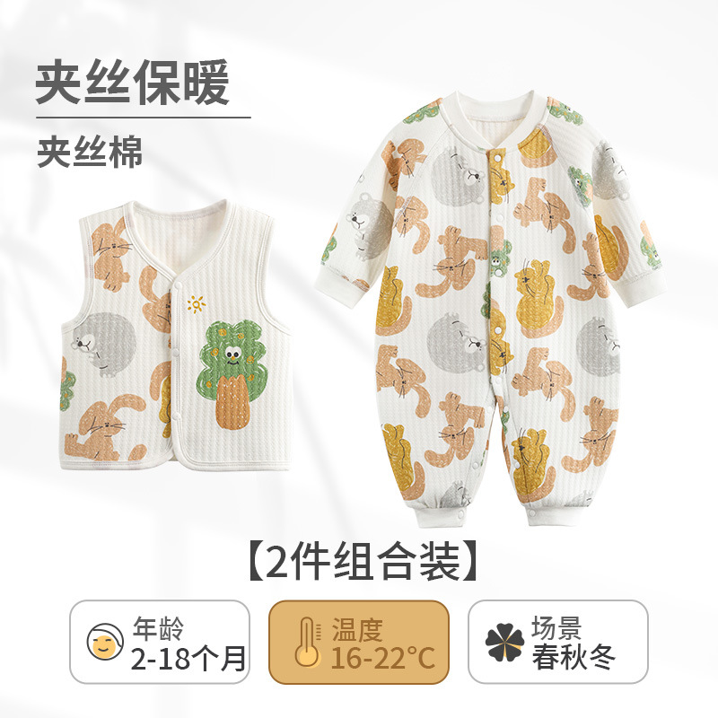 Ropa de otoño e invierno para bebés, monos de algodón puro para bebés, peleles cálidos y adorables de algodón acolchado para niños y niñas, mamelucos para recién nacidos.