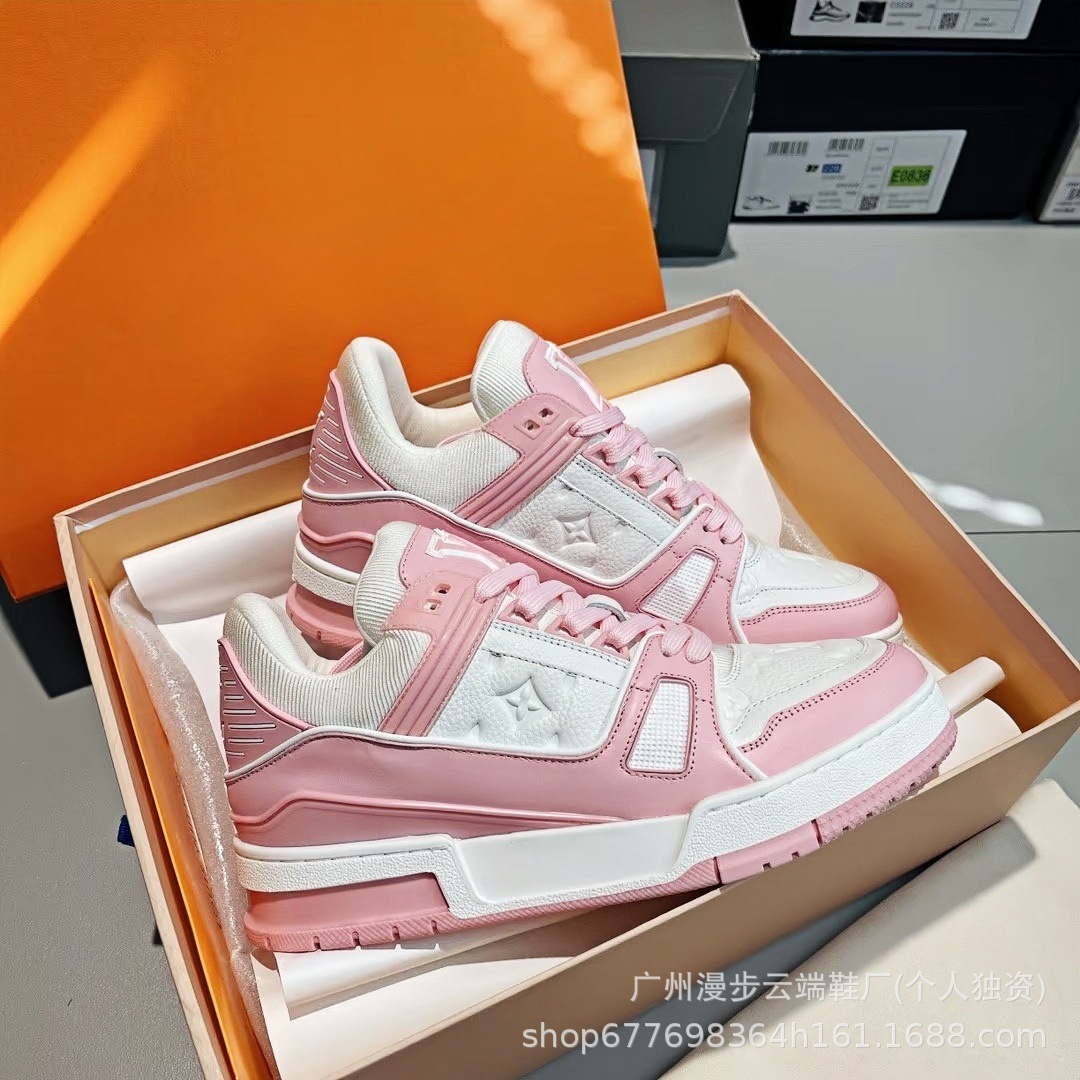Pure Source Guangzhou Top Trainer, zapatos de skate para parejas, paquete completo de zapatos casuales de cuero para hombres y mujeres.