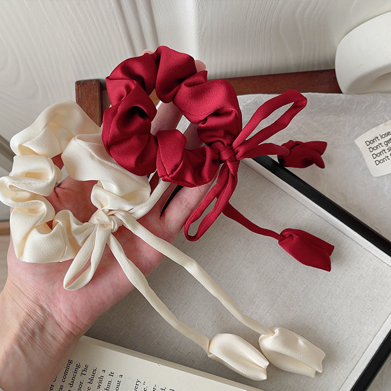 11g Weight Hair Tie Hair Accessories Type 1 Piece Quantity Holiday, Daily Occasion Solid Color, Flower Pattern Women's Gender Sweet, Simple Style Style Women's Sweet Simple Style Solid Color Flower Cloth Hair Tie 5