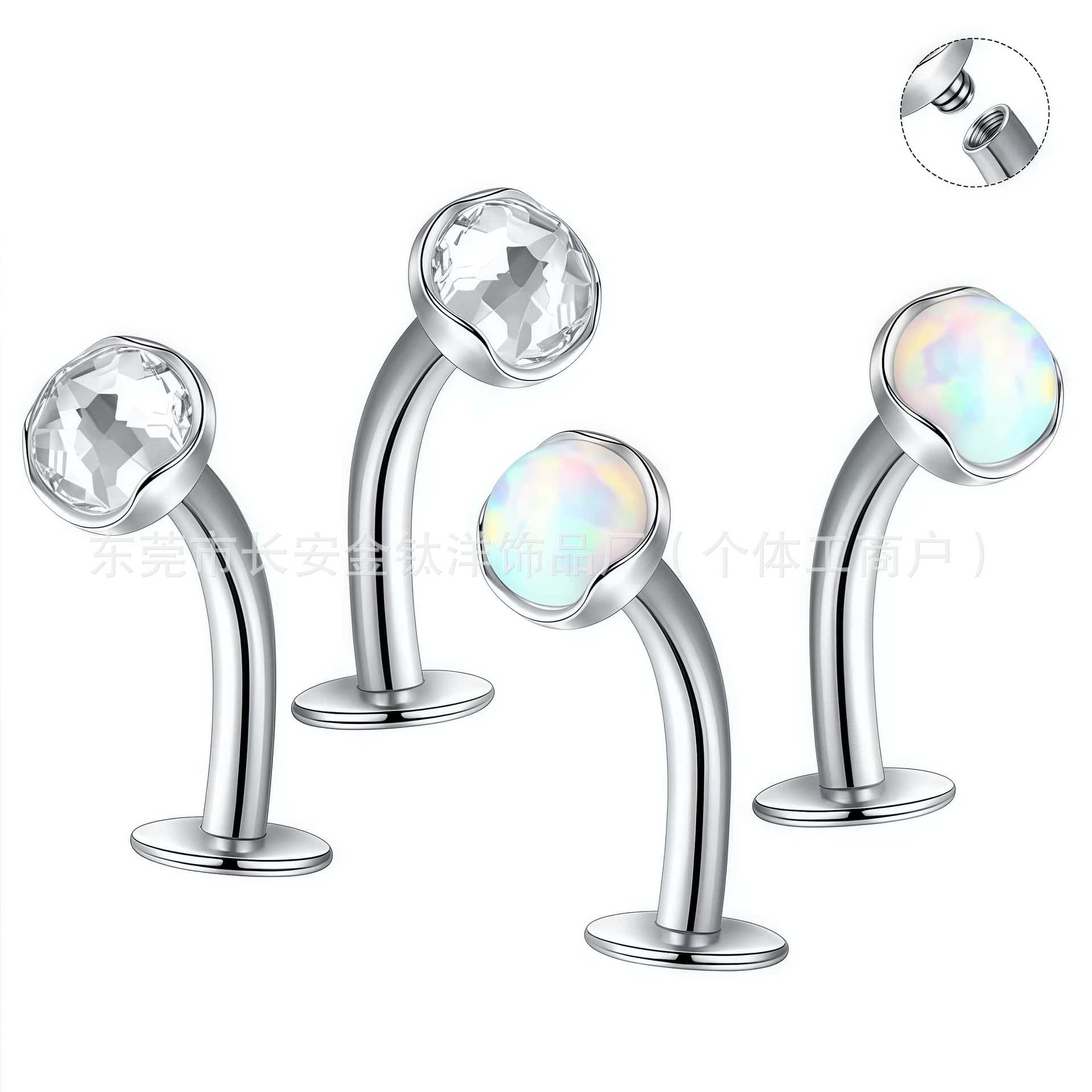 F136 Titanium Wavy Edge Australian Opal Czech Diamond Suspended Navel Ring Belly Button Piercing Jewelry detail image 5