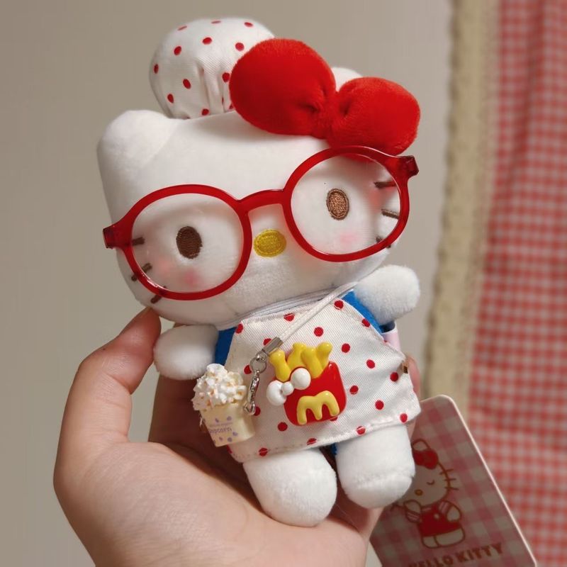 麦当当kitty卡通红色眼镜围裙挂件公仔书包玩偶毛绒挂饰钥匙扣女|undefined