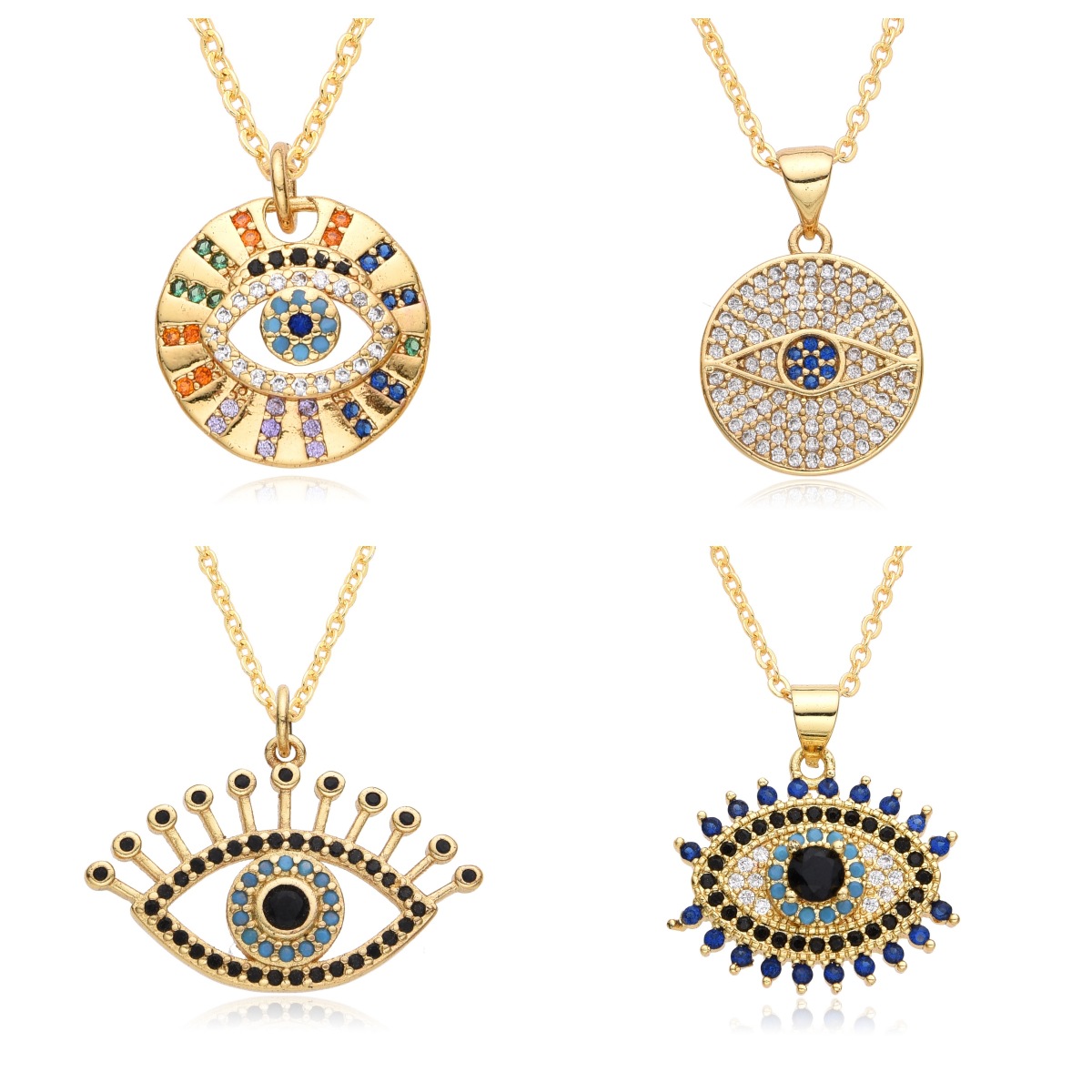 14g Weight Copper Pendant Material Zircon Inlay Material Pendant Necklace Classification Copper Chain Material cable chain Chain Type 1 Piece Quantity Holiday, Daily Occasion Copper Material Eye Pattern Women's Gender Inlay Design Shiny, IG Style Style Copper Inlay Eye Zircon Pendant Necklace 1
