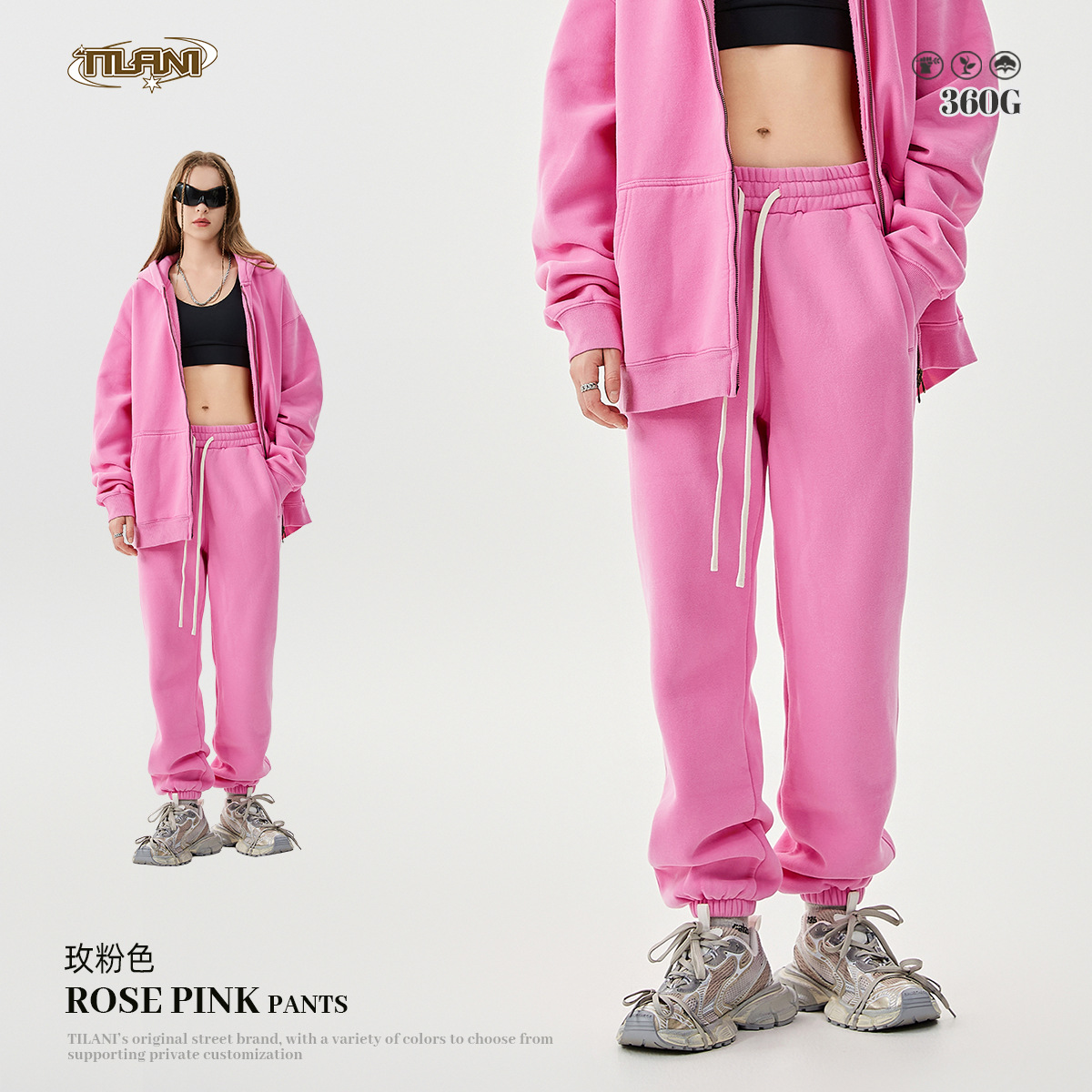 TILANI suéter de los hombres pantalones de chándal traje transfronterizo marca de moda con capucha Otoño e Invierno de lana forrada engrosada conjunto de dos piezas de los hombres