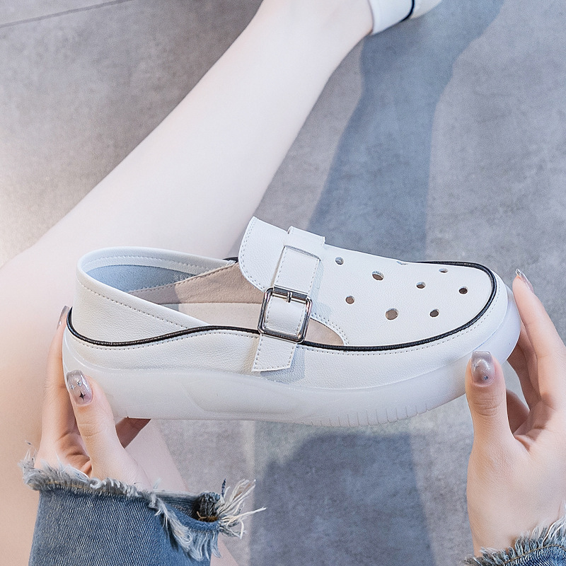 Two-Way Perforated Shoes 2026 Women's Summer New Breathable Soft-Soled White Shoes Solid Color Hollow-Out Velcro Flat Shoes for Women Two-Way Perforated Shoes 2026 Women's Summer New Breathable Soft-Soled White Shoes Solid Color Hollow-Out Velcro Flat Shoes for Women