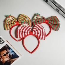 亚马逊跨境圣诞彩虹雪花蝴蝶结发箍卡通布艺铃铛麋鹿圣诞装饰派对
