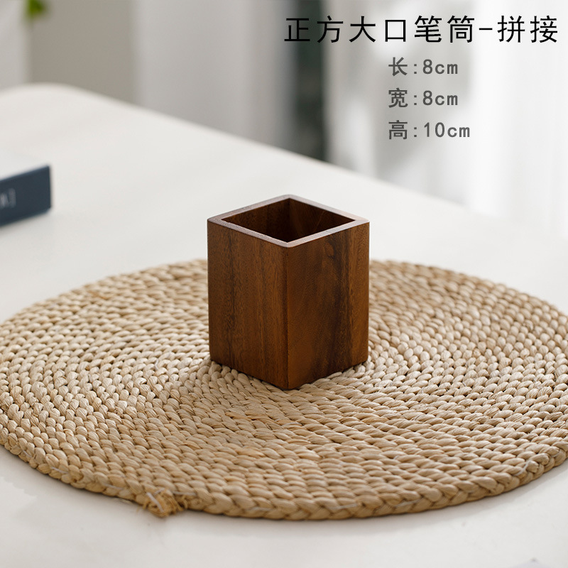 ウォールナットペンホルダー 茶道樽 シングルバレル 高価値卓上収納ペン樽 彫刻ロゴ 木製ベース ベース|undefined