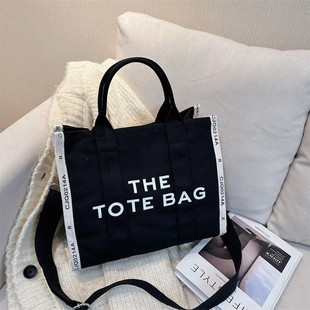 Cross-border Canvas New Tote Bag Simple Fashion Crossbody Bag Portable Letter Printed Large Bag Shoulder Bag Women's Bag