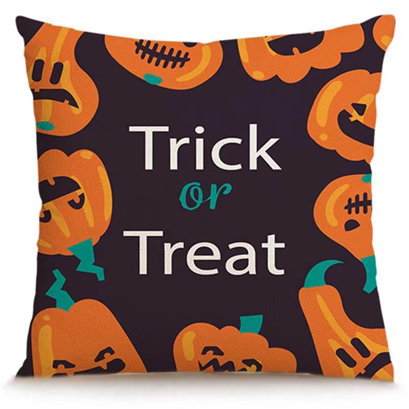 Transfronterizo Amazon Halloween impresión lino almohada cubierta bruja calabaza decoración doméstica almohada cubierta