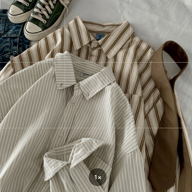 Camisa a rayas de manga larga para hombre primavera nueva camisa cityboy retro japonesa marca de moda de alta gama Pu guapo abrigo