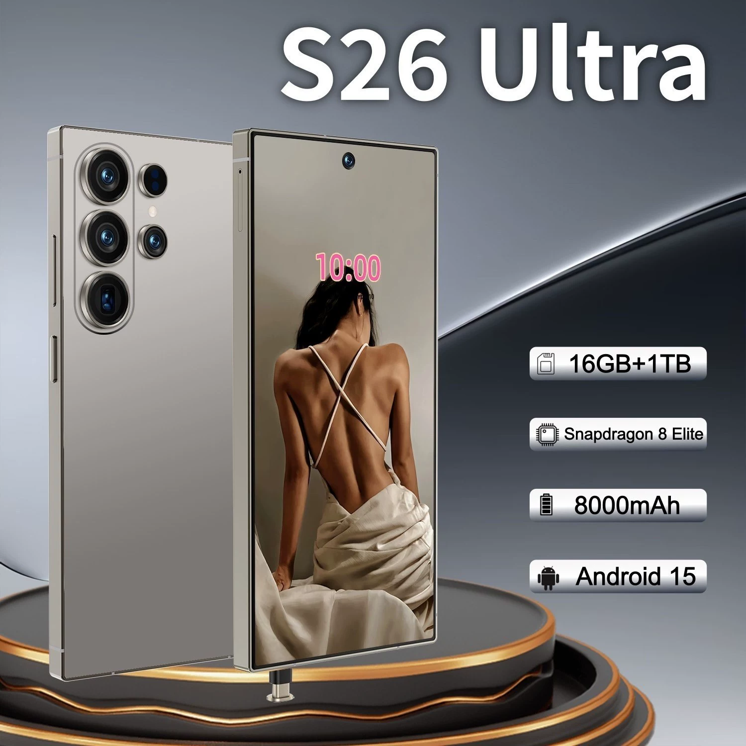 Smartphone S26Ultra, large-screen Android 15 with built-in pen — multi‑color options