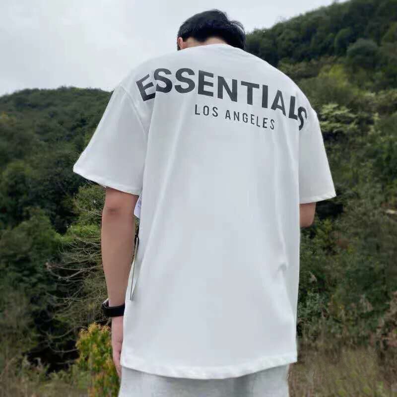 Essentials Double Line FOG Niche Tide Brand Back Reflective Loose Couple Short Sleeve High Street Men's and Women's T-shirts Wholesale Essentials Double Line FOG Niche Tide Brand Back Reflective Loose Couple Short Sleeve High Street Men's and Women's T-shirts Wholesale