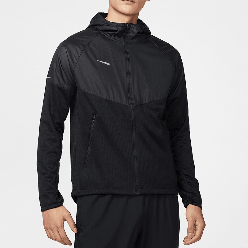 Sports Windbreaker Jacket for Men, Quick-Drying Reflective Woven and Knitted Jacket, Fitness, Sports, Running, Windproof, in Stock