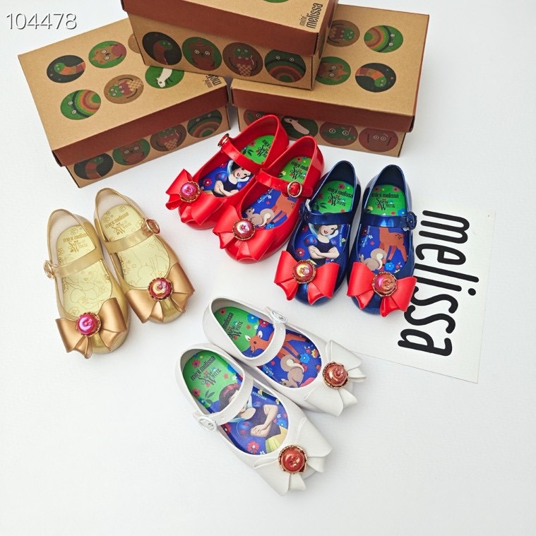 Melissa mismo estilo niña punta redonda zapatos individuales Baotou Aisha princesa zapatos dulces de gelatina de cristal plano con lazo