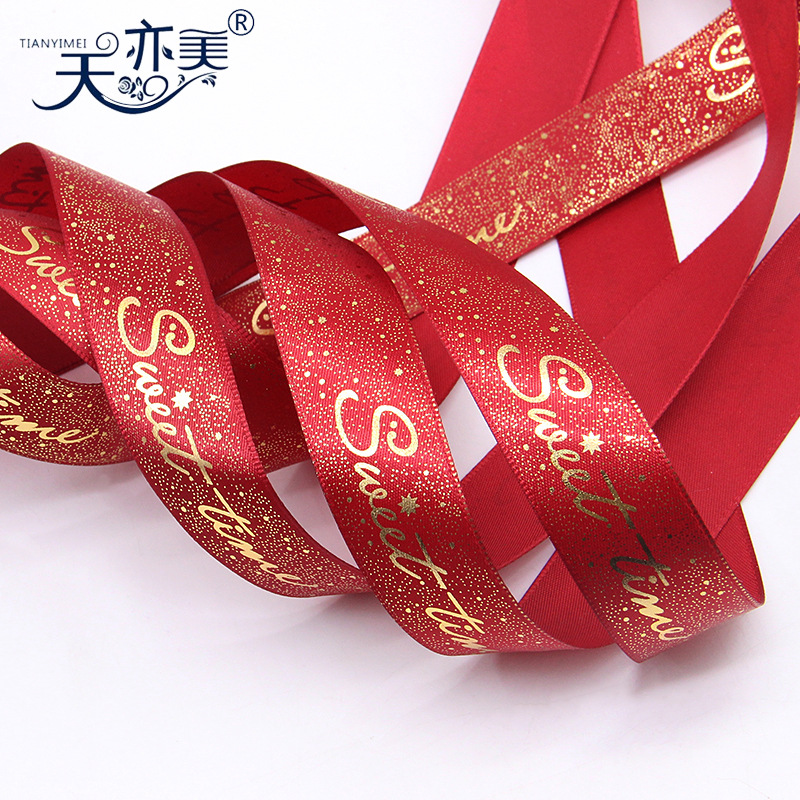 2,5 vino rojo bronceado impresión cinta de poliéster embalaje de regalo de Navidad cinta decorativa cinta vacaciones DIY cinta