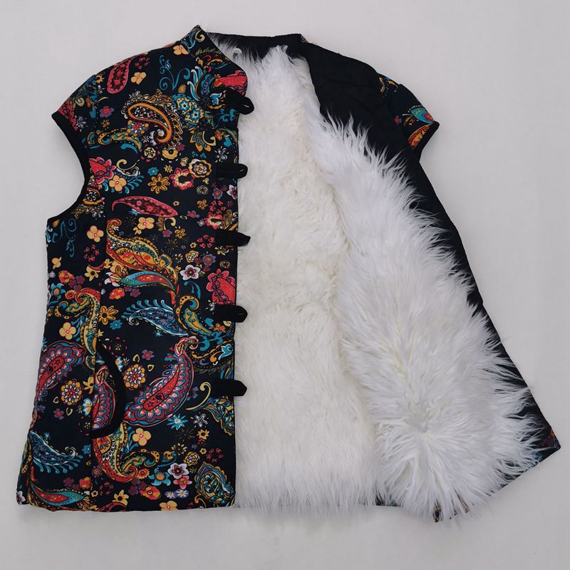 Wool Vest Women's Winter Fur One-piece Vest Sheepskin Vest Mother's Wear Middle-aged and Elderly Thick Sheepskin Cotton Waistcoat