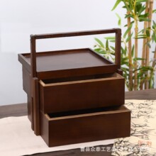 木制双层提盒木质手提礼品盒中秋节月饼包装盒提篮式礼品包装盒