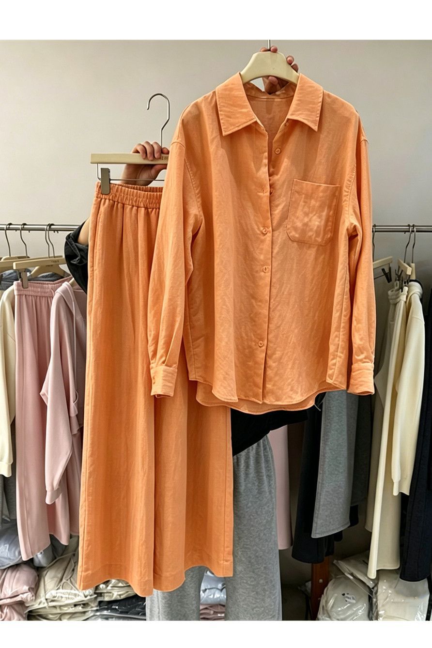European Style Women's Two Piece Set Linen High End Elegant Loose Fitting Cotton Shirt Wide Leg Pants Summer Outfit_ecoleips.com