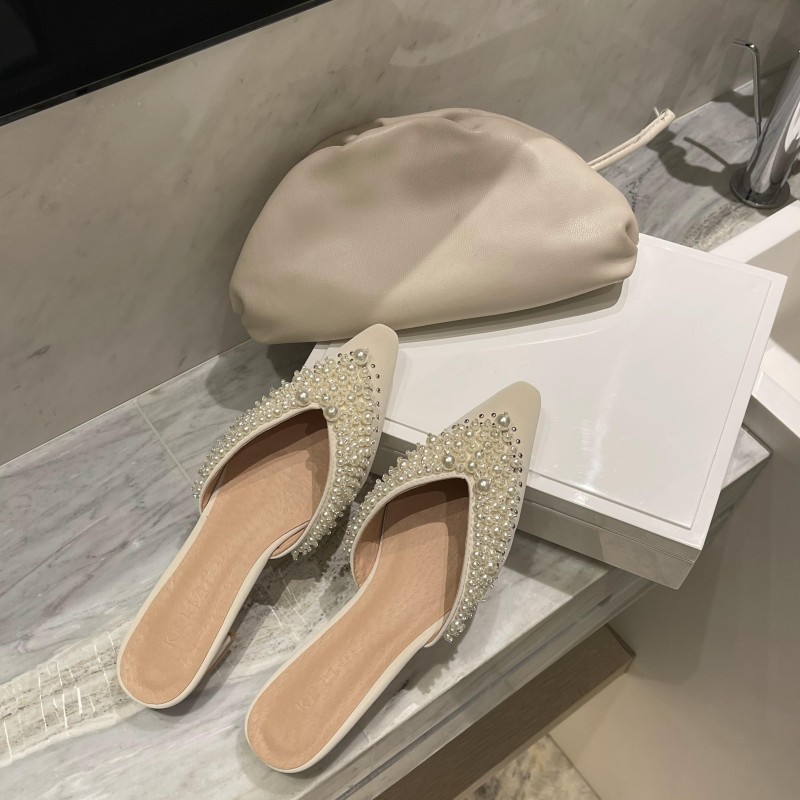 fashion pearl decor pointed flats NSHU61116