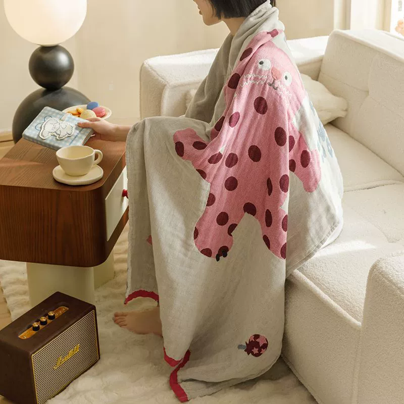 Японский мультфильм полный хлопок банное полотенце четыре слоя марли хлопок впитывает пот и быстро сушит большое полотенце полотенце тонкое одеяло