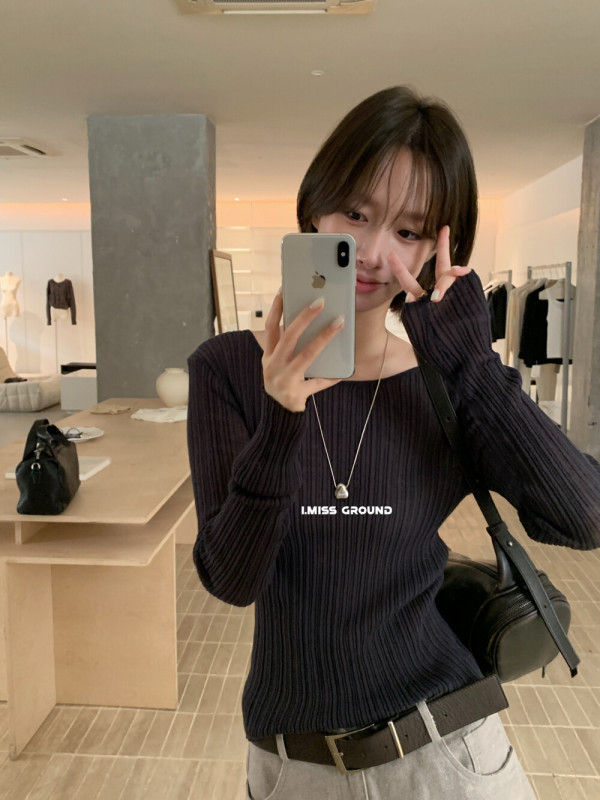 imiss 韩系舒适24%亚麻圆领针织衫2025秋季新款简约日常弹性上衣|undefined