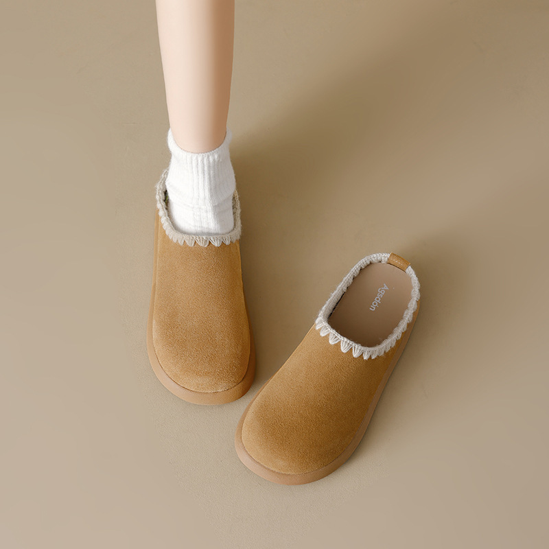 2026 nuevo estilo primavera-invierno patatas pequeñas un pedazo de zapatillas de cabeza de paquete de zapatillas de la mujer