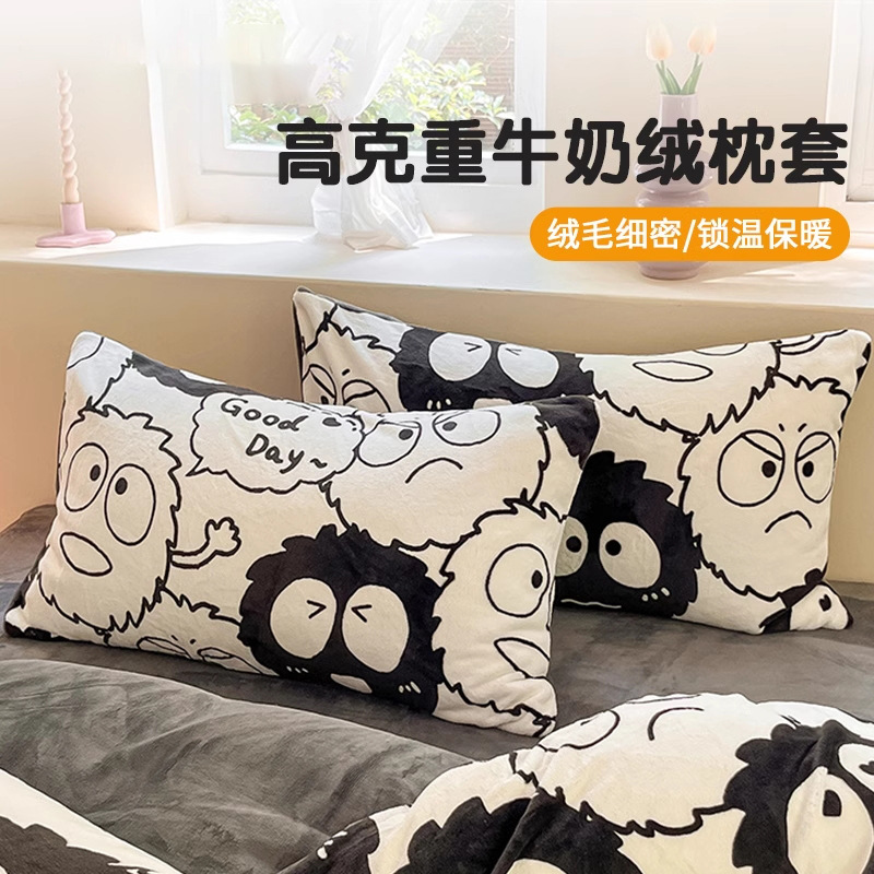 Funda de almohada de terciopelo de leche de invierno, un par de fundas de almohada de terciopelo de coral grueso, una sola funda de revestimiento de núcleo de almohada para niños 48x74 2