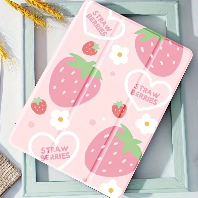 Cute Strawberry Pink Pattern 70% off Tablet Protective Case Suitable for iPad 11/10/9 Generation, Anti-Drop with Pen Slot Cute Strawberry Pink Pattern 70% off Tablet Protective Case Suitable for iPad 11/10/9 Generation, Anti-Drop with Pen Slot