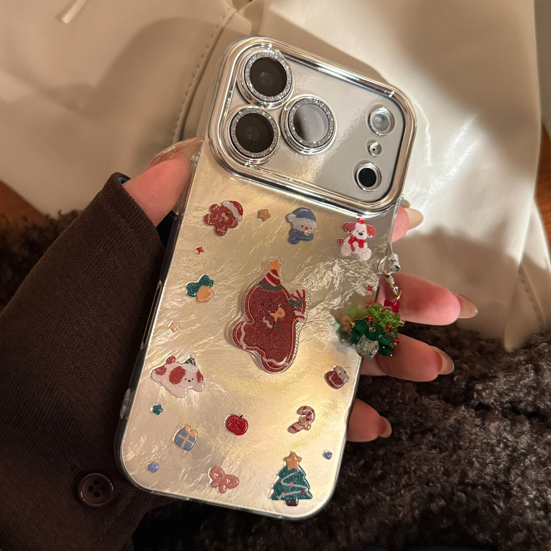 Glitter Gingerbread Man Phone Case For Iphone With Lens Protector_voghion.com