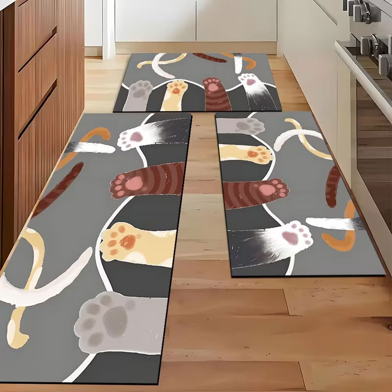 Cocina transfronteriza de tres piezas cojín de piso lavable barro de diatomas absorción de agua a prueba de aceite cojín de alfombra resbaladiza resistente a la suciedad cojín de pies