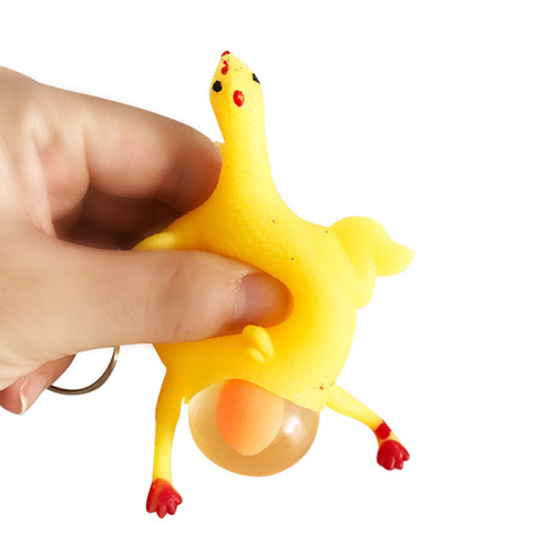 Creative and funny vent chicken keychain squeeze laying hen prank trick decompression pinch fun small toys wholesale