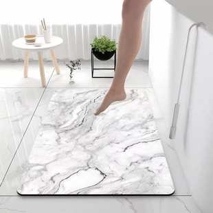 Light Luxury Marble Pattern Bathroom Soft Diatom Mud Absorbent Mat Toilet Door Quick-drying Foot Mat Entrance Door Anti-slip Mat