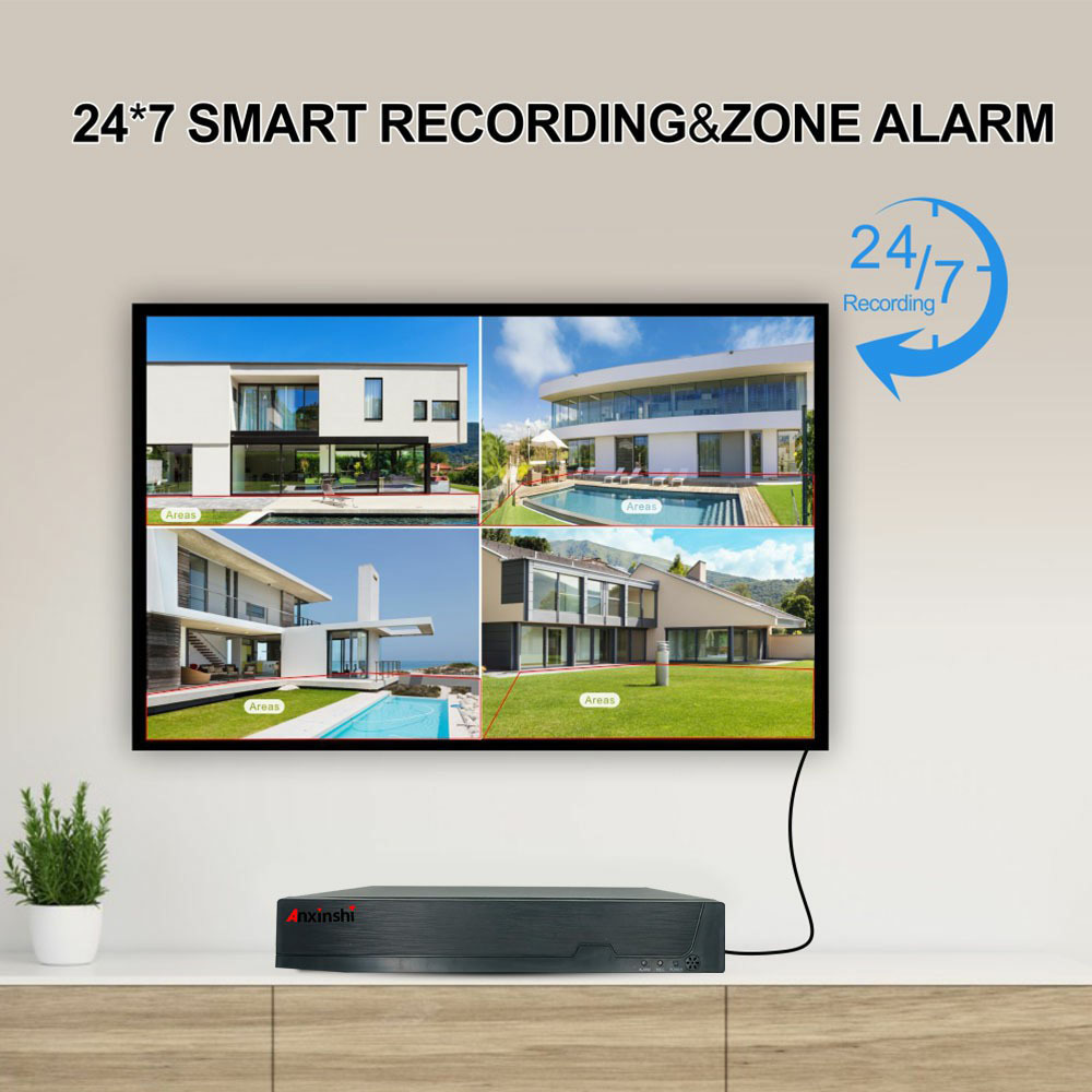 8CH Kamera Kiti Su Geçirmez Tam Renkli Ip Cctv POE Kamera APP Üzerinden Uzaktan İzleme ve Oynatma