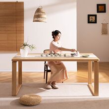 松木纯实木大板茶桌加厚电脑桌网红北欧风书桌茶台泡茶桌