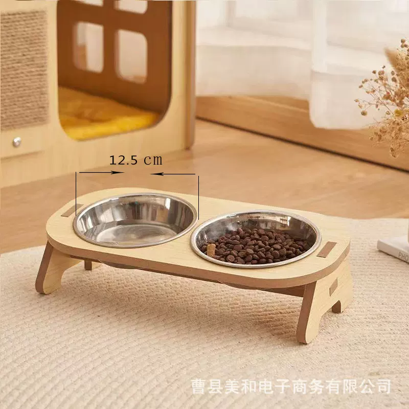 猫碗宠物碗猫饭碗狗粮盆猫咪可爱高颜值猫咪饭碗支架狗盆喝水一体