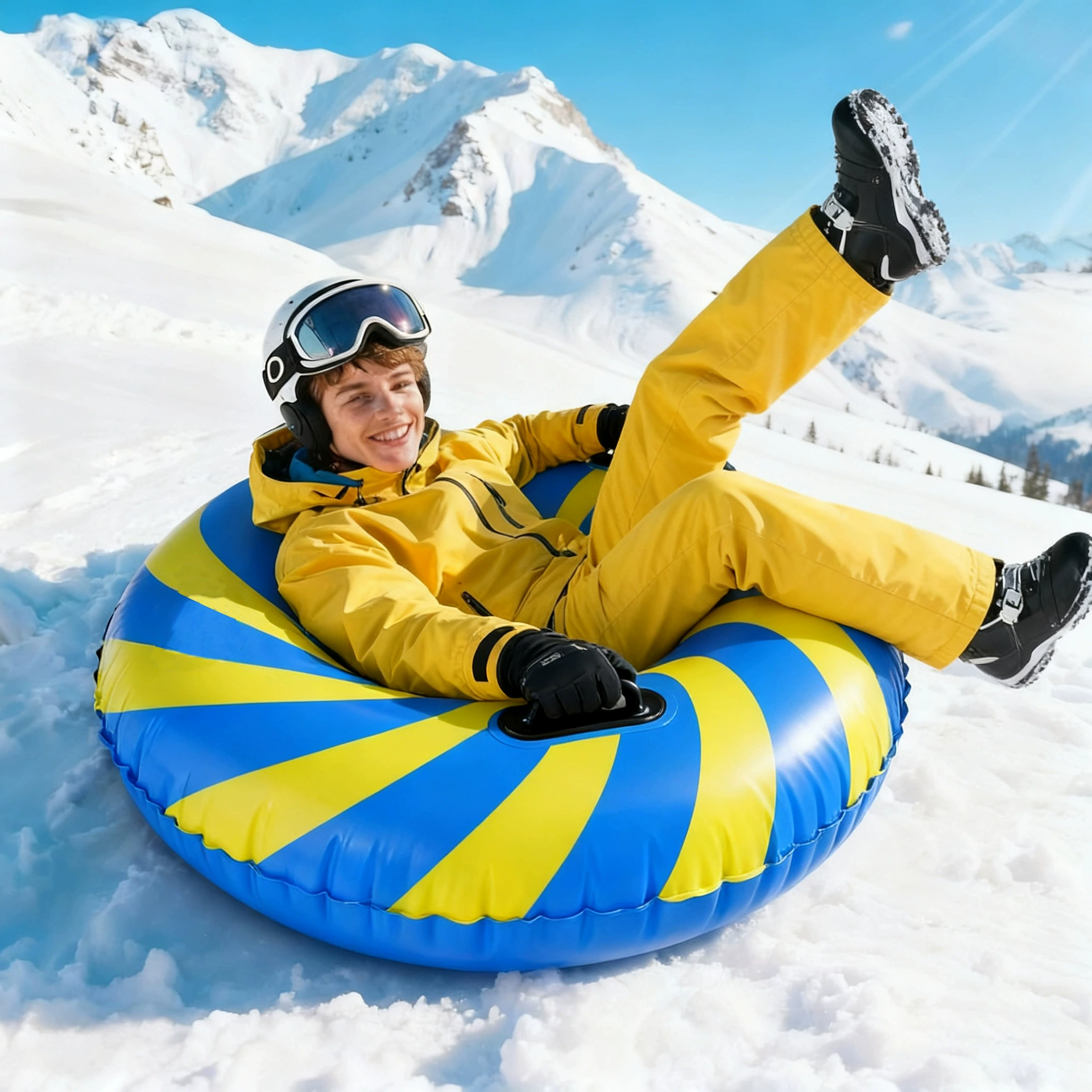 Надувное лыжное кольцо с трансграничным пятном, 90 см, утолщенное лыжное кольцо с защитой от опрокидывания на открытом воздухе для взрослых и детей, морозостойкий лыжный коврик