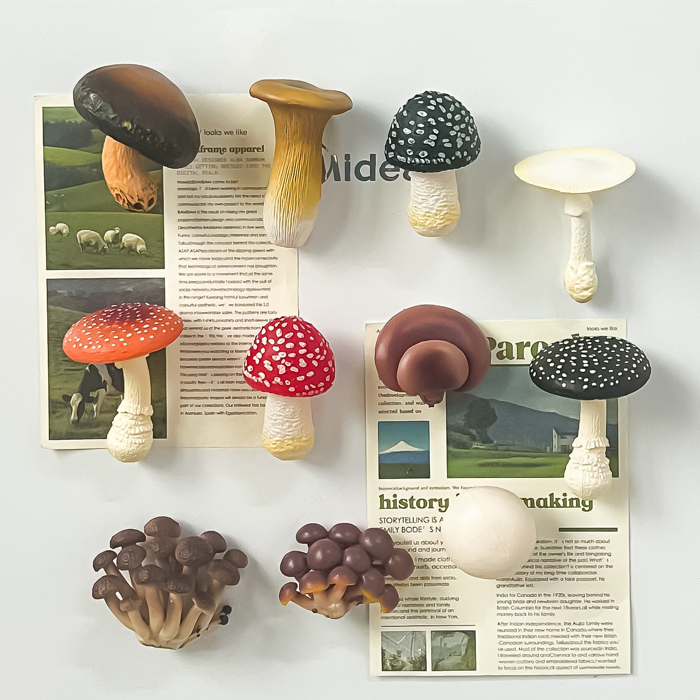 仿真云南菌菇冰箱贴磁吸装饰贴香菇家居装饰品3d立体蘑菇模型磁贴