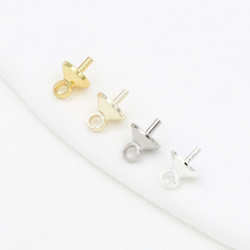 Color retention 18K real gold sheep's eye needle pure copper with needle bead drag stick half hole bead pendant holder DIY jewelry accessories B26 Color retention 18K real gold sheep's eye needle pure copper with needle bead drag stick half hole bead pendant holder DIY jewelry accessories B26