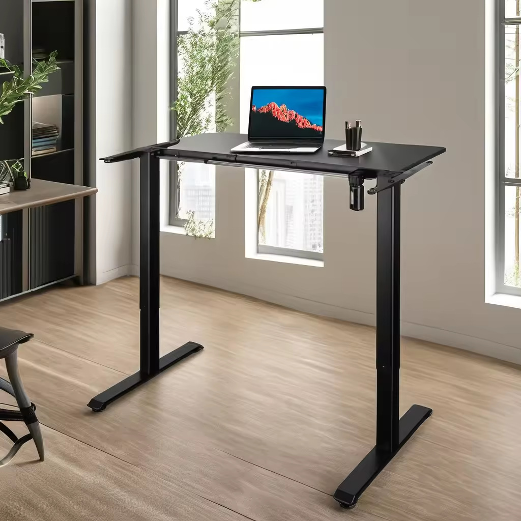 Mesa elevadora eléctrica de elevación inteligente silenciosa, escritorio de manivela de un solo motor, escritorio de computadora de pie y pierna de aprendizaje de oficina