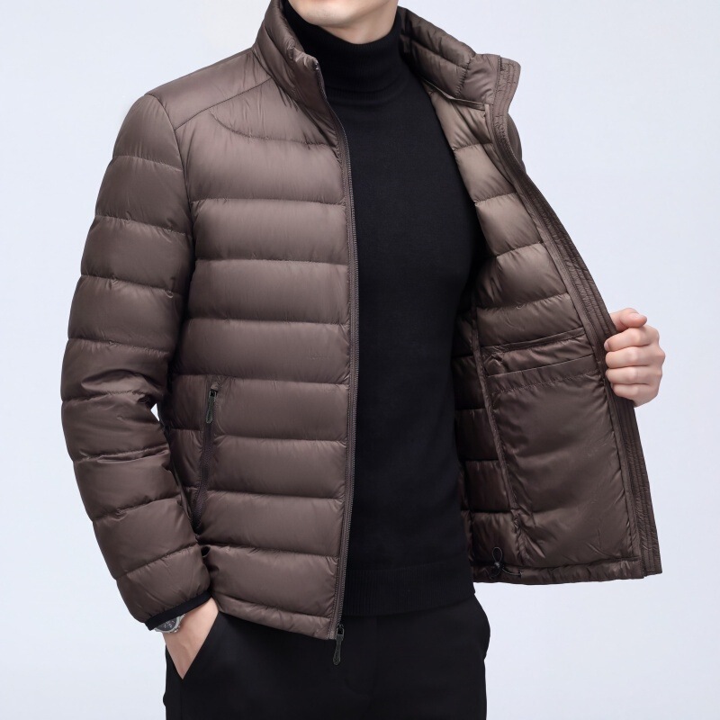Niaojia's same style lightweight down jacket for men, new winter model, warm duck down quilted stand-up collar coat