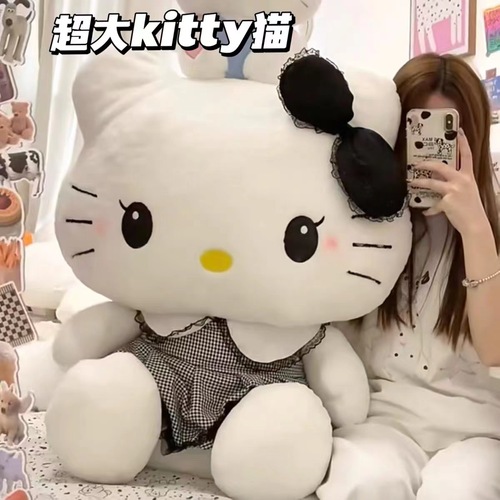 暗黑kt猫毛绒玩具hello kitty公仔凯蒂猫咪哈喽KT布娃娃活动礼品