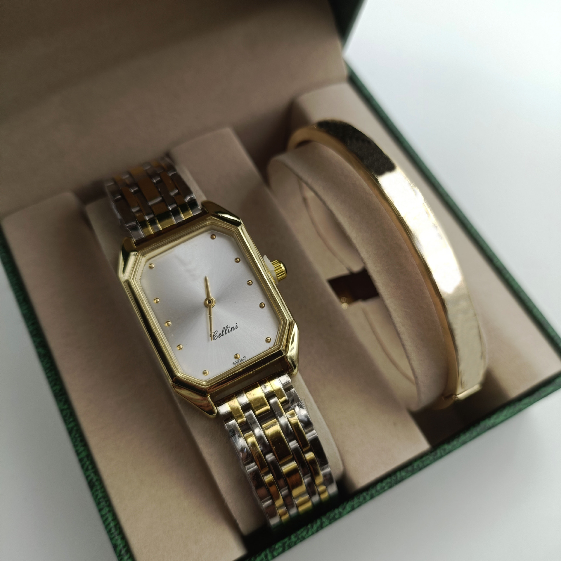 Two-Piece Set Watch Fashion Goddess Watch Bracelet Watch Waterproof Quartz Watch Women's Watch Women's Square Watch