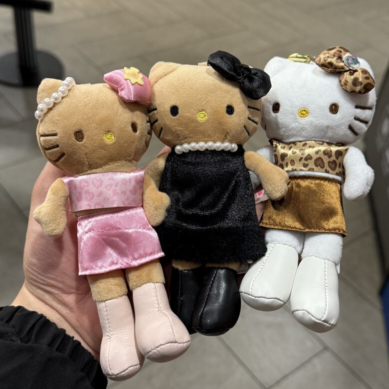 猫咪豹纹 黑皮贵妇粉色 长腿猫咪挂件毛绒公仔爱心扣挂饰1|undefined